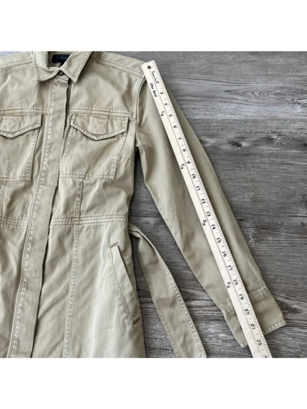 J Crew Khaki Utility Shirt Dress‎ Womens 00 Belted Stretch NWT
